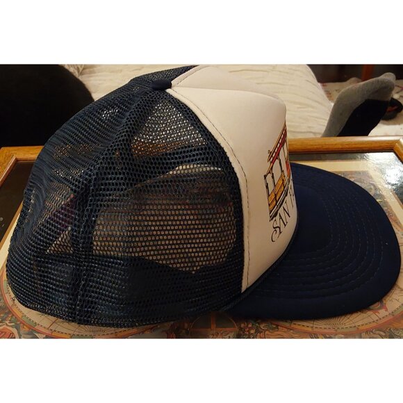 Vintage San Francisco Cable Car Graphic Trucker Hat Navy/White Adjustable Snapba - Picture 2 of 6
